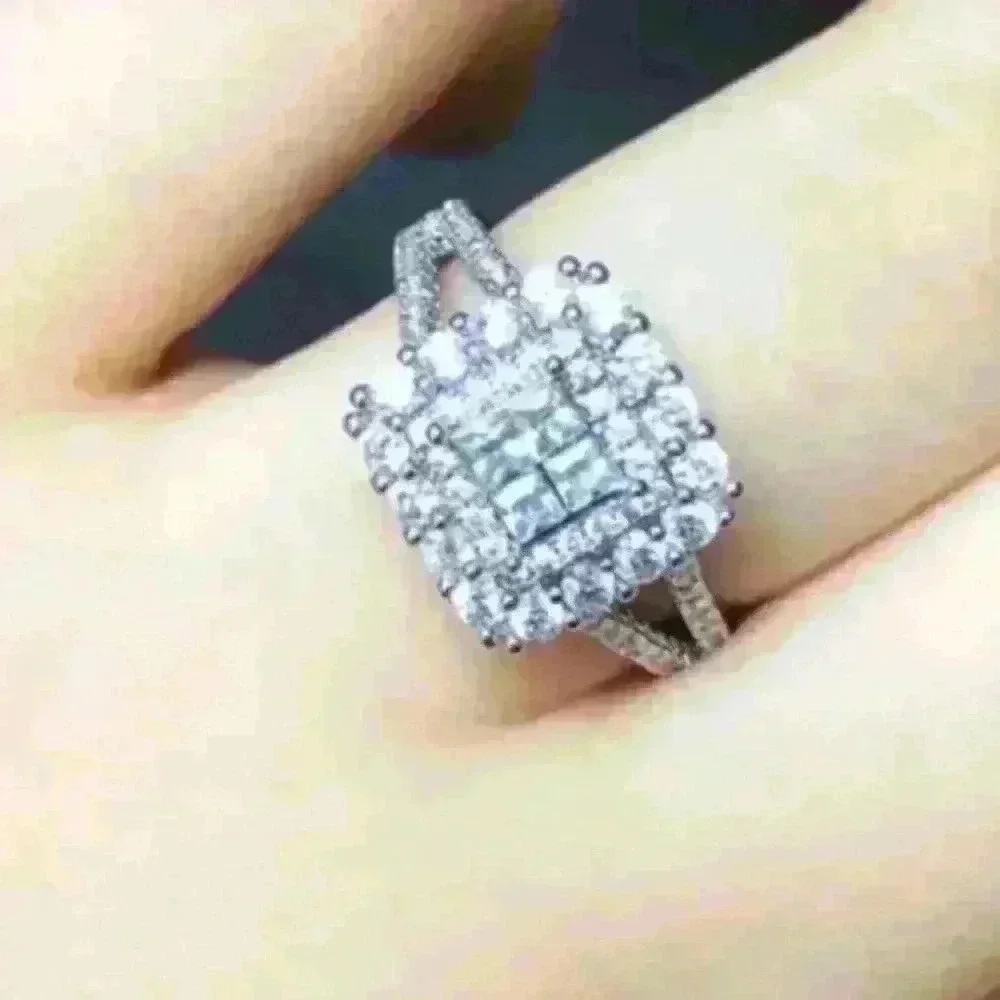 New Silver Square Ring